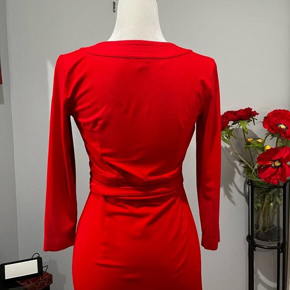 NEW Ann Taylor Modal Classic Fit Flare A-line V-Neck Belted Wrap Midi Dress 0 - Picture 9 of 16